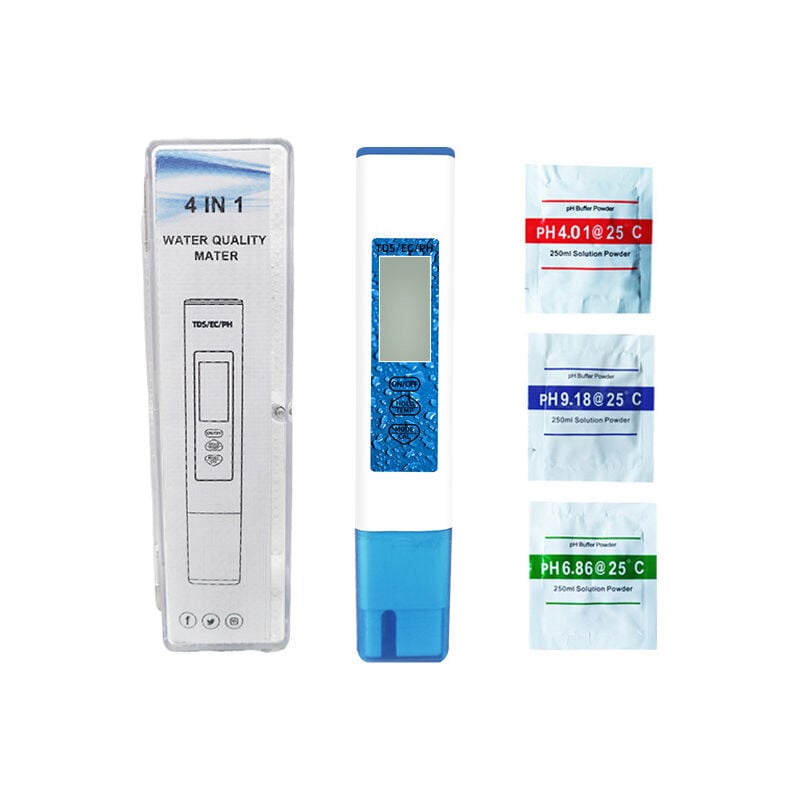 Galozzoit - Testeur d'eau Numérique, Stylo de Test de qualité de l'eau ph tds ec Temp Portable Sensible pour Piscine pour Eau Potable (Bleu)