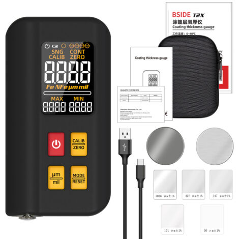 Testeur d'épaisseur de peinture pour voitures d'occasion jauge T2X, écran couleur, rechargeable, compatible avec fer, aluminium et zinc