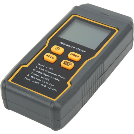 Testeur d'humidité 4 broches avec écran LCD, 4 modes pour bois, papier, mur et sol, arrêt automatique inclus.