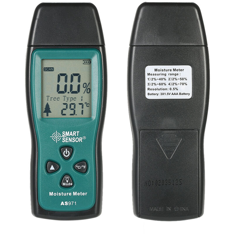 Image of Tester di umidità del legno digitale AS971, rilevatore di umidità, misurazione dell'umidità del legno, batteria spedizione gratuita