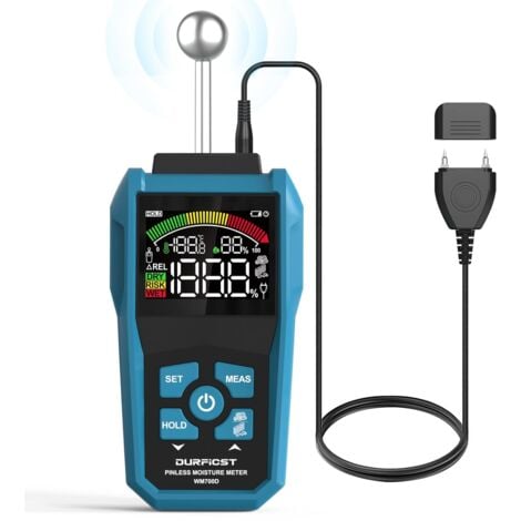 Testeur d'humidité, humidimètre DURFICST, testeur d'humidité, testeur d'humidité du bois, peut détecter des murs de 20 à 40 mm d'épaisseur, du bois, de la maçonnerie, du béton et d'autres matériaux de