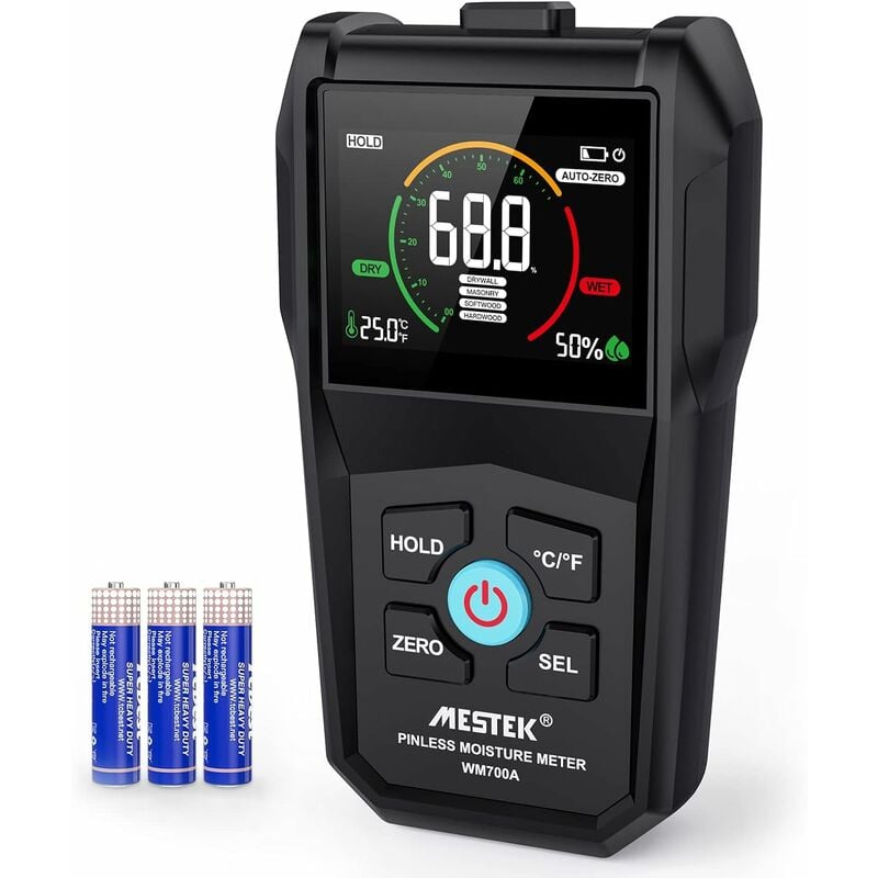 Testeur d'Humidité Murs Humidimètre Détecteur d'Humidité Numérique sans Aiguille Hygromètre Bois Alarme avec Batterie et Écran LCD pour Matériaux