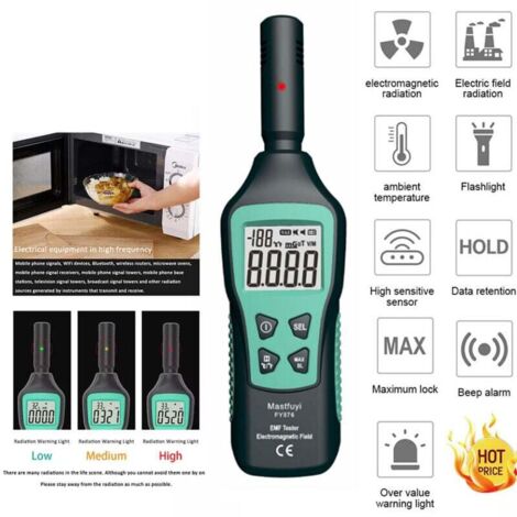 Testeur EMF Numérique LCD EMF Testeur EMF Testeur EMF pour Chasse aux Fantômes, Détecteur de Rayonnement Électromagnétique, Maison, Bureau, Extérieur, Voyant d'Affichage Alarme Acoustique