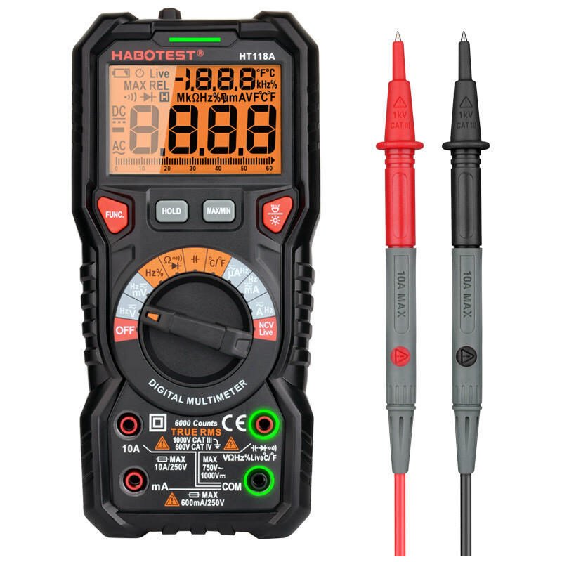 Testeur et détecteur de tension Multimètre Automatique Numérique TRMS 6000 Points (Guide de Bornes LED), Testeur Electrique Professionnel,