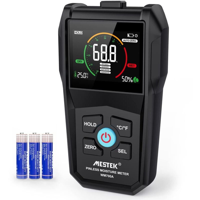Testeur Humidité Bois, mestek Testeur d'Humidité Murs, Testeur Humidité Mur sans Aiguille Avec Fonction d'Alarme, Utilisé pour Mesurer le Mur, le