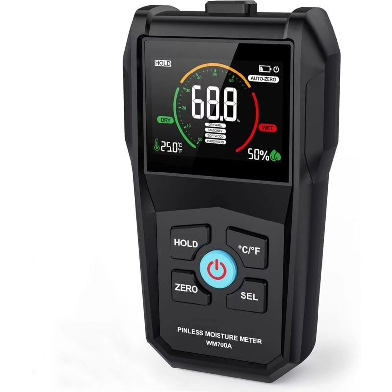 Testeur Humidité Bois Humidimètre Murs Détecteur d'Humidité Numérique sans Aiguille Hygromètre Alarme avec Batterie et Écran lcd pour Matériaux Bois