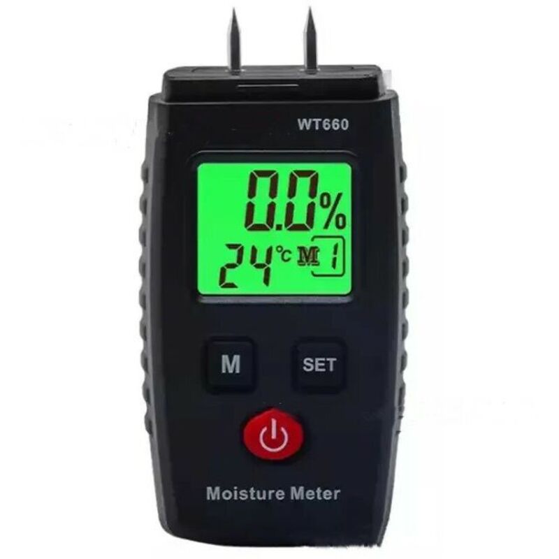 Testeur Humidité, Détecteur d'Humidité à Broche avec 3 Modes, Écran LCD avec rétroéclairage vert, Détecteur de Moisissures pour Bois et Matériaux de