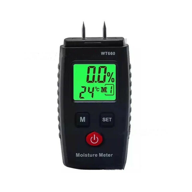 Testeur Humidité, Détecteur d'Humidité à Broche avec 3 Modes, Écran LCD avec rétroéclairage vert, Détecteur de Moisissures pour Bois et Matériaux de