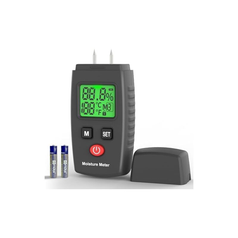 Testeur Humidité Humidimètre 2 broches Écran lcd Rétroéclairé Testeur d'humidité Numérique Professionnel pour le Bois pour tester l'humidité du