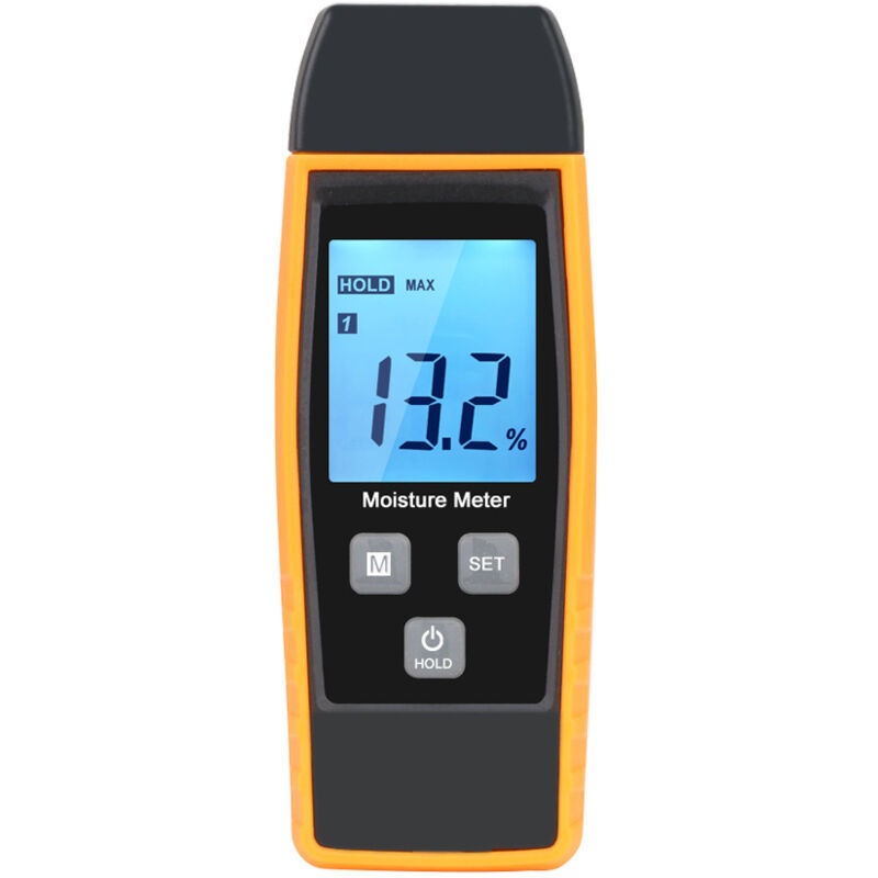Testeur Humidité,Testeur Humidité Mur & Bois, Compteur de fuites, Humidité, Mortier de Ciment, Détecteur de Teneur en eau avec Rétroéclairage LCD