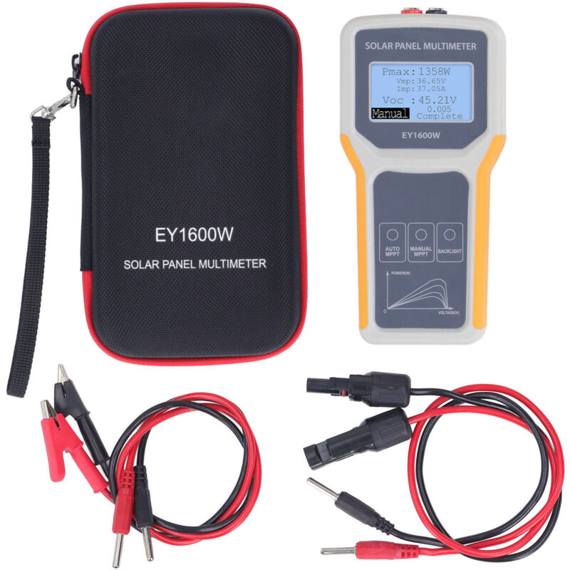 Sunxury - Testeur multimètre de panneau photovoltaïque 5-1600W 0-60A avec câble de connexion 12-60V