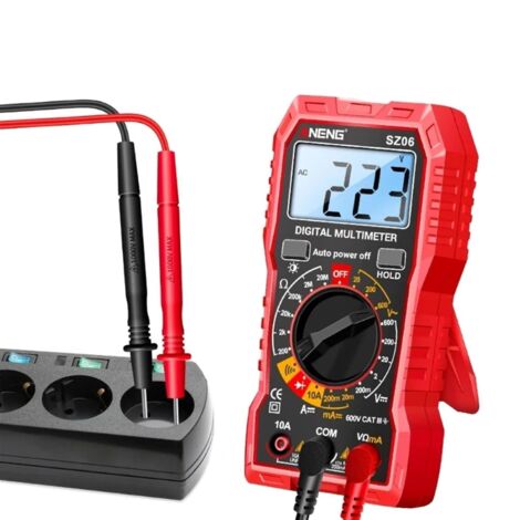 Testeur Multimètre Numérique, Mesure Tension CA/CC et Courant CC, Ohmmètre et Ampèremètre Professionnel, Multimètre Automatique avec Mesure de Résistance, Diodes et Buzzer, Outil Électrique Portable