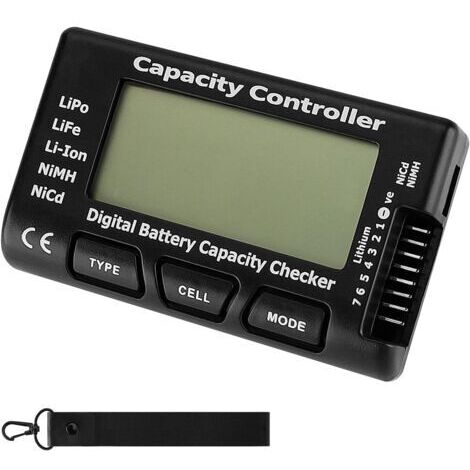 Testeur numérique de capacité de batterie avec écran LCD pour batteries LiPo, Li-ion et NiMH (durée de vie).