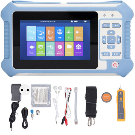 Testeur OTDR 9 en 1, réflectomètre optique multifonctionnel dans le domaine temporel avec écran LCD de 4,3 pouces
