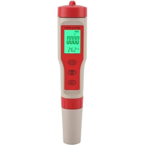Testeur PH Electronique, Testeur Eau Piscine 4 en 1, PH/TDS/EC/TEMP, PH Metre Haute Précision de Résolution 0.01, pour Eau Potable, Aquarium, Spas