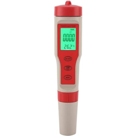 Testeur PH Electronique, Testeur Eau Piscine 4 en 1, PH/TDS/EC/TEMP, PH Metre Haute Précision de Résolution 0.01, pour Eau Potable, Aquarium, Spas