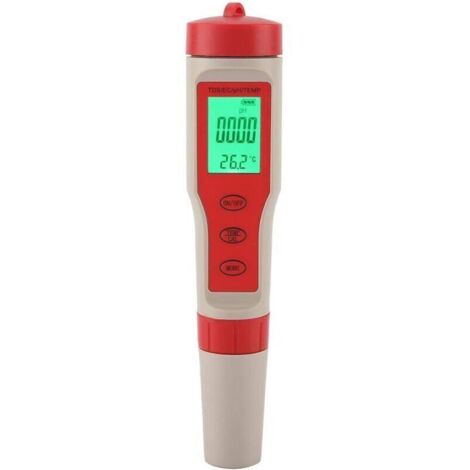 Testeur PH Electronique, Testeur Eau Piscine 4 en 1, PH/TDS/EC/TEMP, PH Metre Haute Précision de Résolution 0.01, pour Eau Potable, Aquarium, Spas