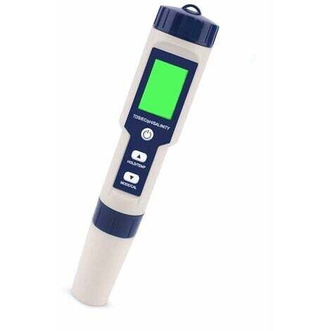 Testeur PH Mètre Électronique 5-en-1,Mesure Ph & TDS & EC Salinité & TempératureTesteur de qualité de l'eau,Écran LCD et Précision de Lecture,pour l'eau Potable, Aquariums, Piscines etc.