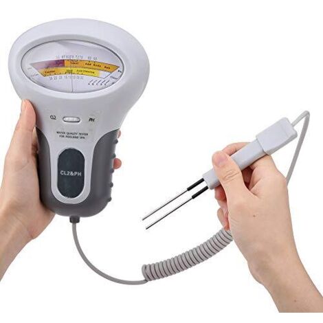 Testeur PH Piscine Electronique Mesure PH et Chlore Analyseur Professionnel de Chlore et de PH PC-102B CL2 avec Analyseur de Qualité de l'eau à Sonde pour Piscine SPA