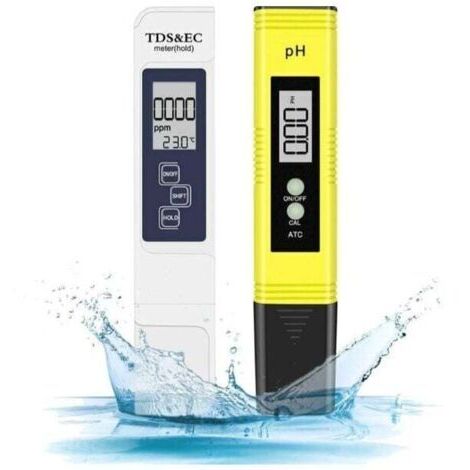 Testeur pH Piscine, Mètre Électronique 4-en-1 PH TDS Testeur de Qualité de l'eau, Température avec Écran LCD,Test pour Potable, Aquariums, Hydroponie, Piscins