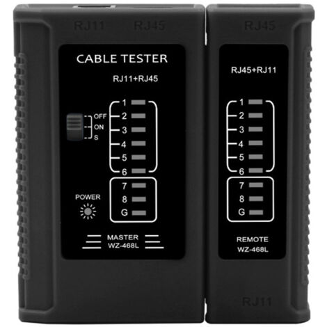 Testeur réseau - Testeur de câble LAN avec RJ11, RJ12, RJ45 pour câble patch - LED de test pour tester et vérifier avec précision le LAN et les câbles réseau - Idéal pour les tests de câbles