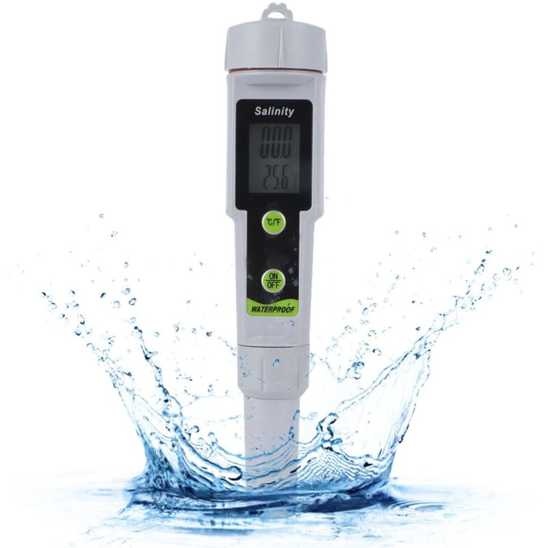 Testeur Sel Piscine, Numérique Testeur Electronique Piscine Sel, Testeur de Qualité de l'eau pour Température Salinité Eau de Mer Piscine d'eau Salée