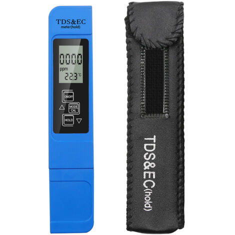Testeur TDS EC Portable avec Écran LCD 3 en 1 pour Aquarium et Piscine - Mesure Qualité Eau Température Bleu