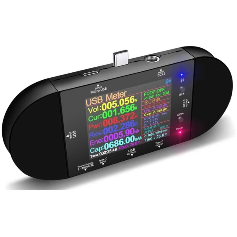Testeur UD24 DC USB Type-C - Voltmètre numérique - Ampèremètre - Détecteur de tension - Pour HuaWei XiaoMi PD - Charge rapide