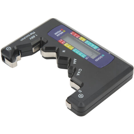 Testeur universel de piles D, C, AA, AAA, 9V et bouton 1.5V - Contrôleur de capacité - Noir