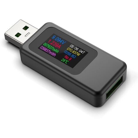 Testeur USB Meter de Tension, 4-30V 0-6.5A USB Tester Electrique Compteur de Courant Multimètre Numérique, Wattmetre Voltmètre Ampèremètre Capacité Chargeur Détecteur