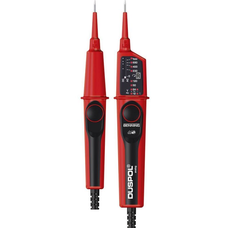 Testeur de tension à 2 pôles Benning duspol analog 050261 cat iii 1000 v, cat iv 600 v led, Vibration 1 pc(s)