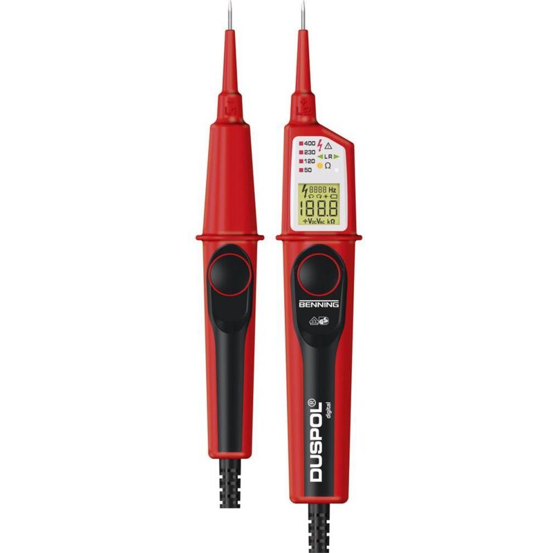 Testeur de tension à 2 pôles Benning duspol digital 50263 cat iii 1000 v, cat iv 600 v lcd, Vibration, Acoustique 1 pc(