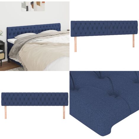 Testiera 2 pz Blu 100 x 7 x 78/88 cm in Tessuto - Testiera letto in tessuto - Testiera letto regolabile