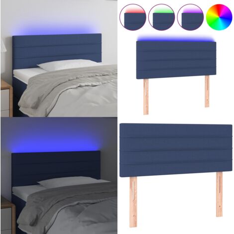 Testiera a LED Blu 100x5x78/88 cm in Tessuto - Testiera per letto - Luci LED per letto