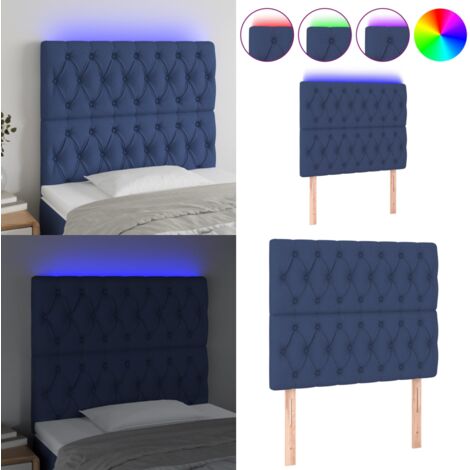 Testiera a LED Blu 100x7x118/128 cm in Tessuto - Testiera per letto - Luci LED per letto