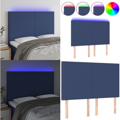 Testiera a LED Blu 144x5x118/128 cm in Tessuto - Testiera per letto - Luci LED per letto
