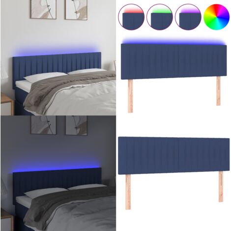 Testiera a LED Blu 144x5x78/88 cm in Tessuto - Testiera per letto - Luci LED per letto