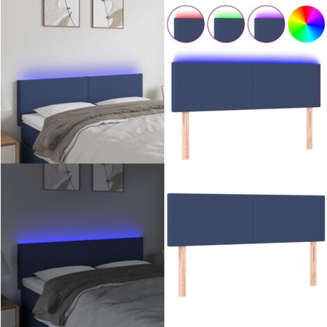 Testiera a LED Blu 144x5x78/88 cm in Tessuto - Testiera per letto - Luci LED per letto
