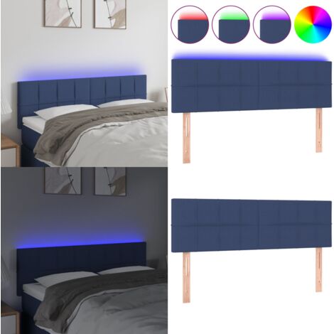 Testiera a LED Blu 144x5x78/88 cm in Tessuto - Testiera per letto - Luci LED per letto