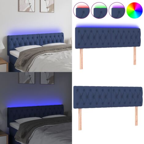 Testiera a LED Blu 144x7x78/88 cm in Tessuto - Testiera per letto - Luci LED per letto