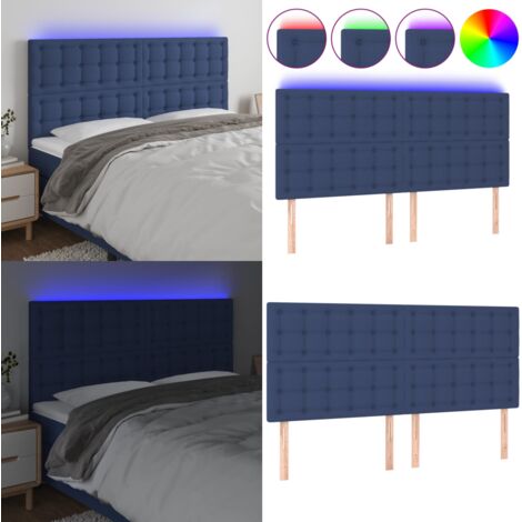 Testiera a LED Blu 160x5x118/128 cm in Tessuto - Testiera per letto - Luci LED per letto
