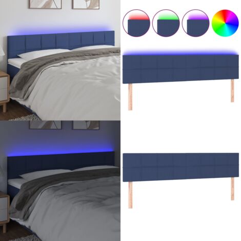 Testiera a LED Blu 160x5x78/88 cm in Tessuto - Testiera per letto - Luci LED per letto