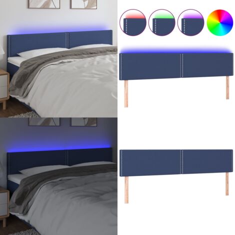 Testiera a LED Blu 180x5x78/88 cm in Tessuto - Testiera per letto - Luci LED per letto