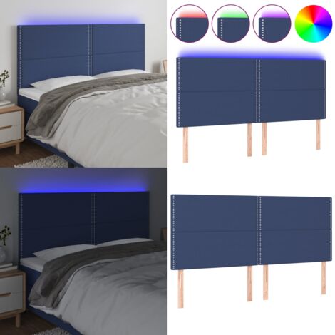 Testiera a LED blu 200x5x118/128cm in Tessuto - Testiera per letto - Luci LED per letto