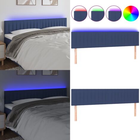 Testiera a LED Blu 200x5x78/88 cm in Tessuto - Testiera per letto - Luci LED per letto
