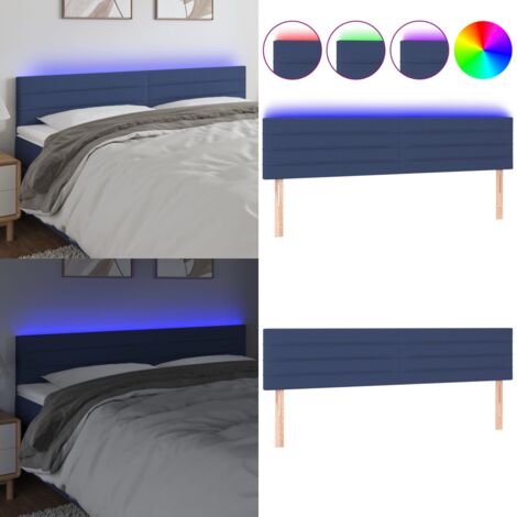 Testiera a LED Blu 200x5x78/88 cm in Tessuto - Testiera per letto - Luci LED per letto