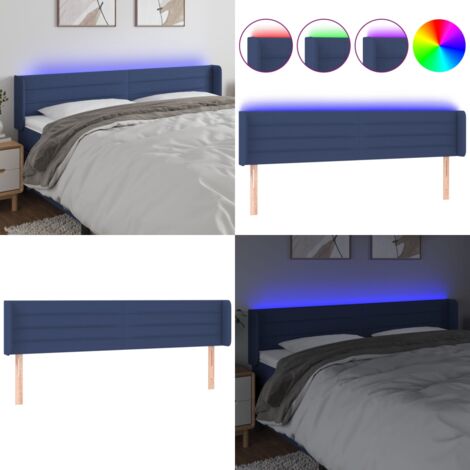 Testiera a LED Blu 203x16x78/88 cm in Tessuto - Testiera in tessuto - Luci LED per letto