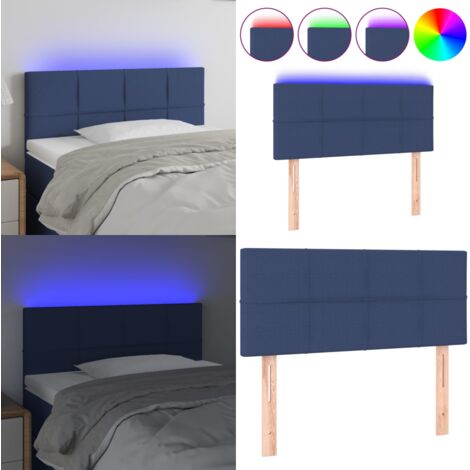 Testiera a LED Blu 80x5x78/88 cm in Tessuto - Luci LED - Testiera per letto