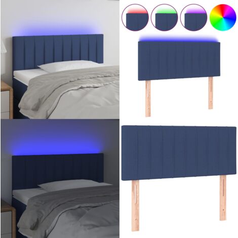 Testiera a LED Blu 80x5x78/88 cm in Tessuto - Luci LED - Testiera per letto