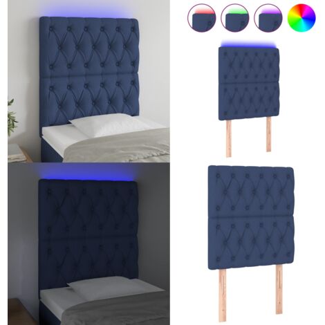 Testiera a LED Blu 80x7x118/128 cm in Tessuto - Testiera per letto - Luci LED per letto